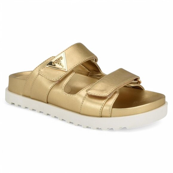 Guess Women's Fabula Lug-Sole Logo Footbed Sandals - Gold - Picture 1 of 5